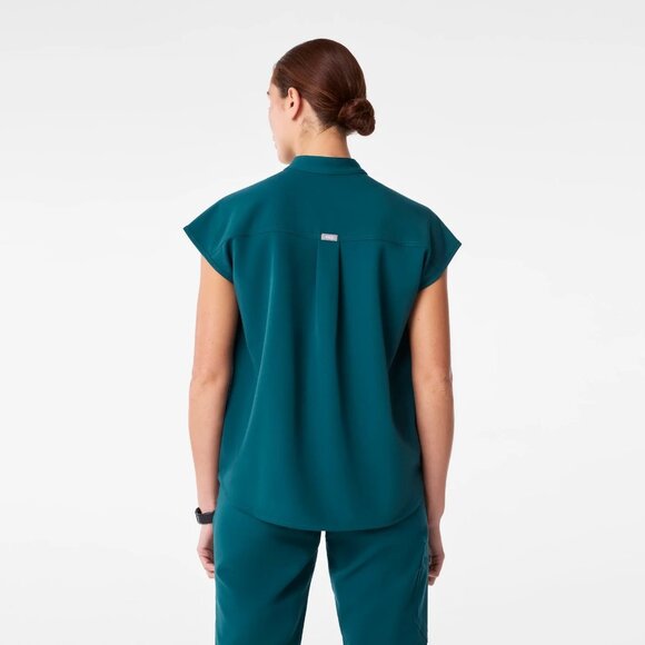 Figs Rafaela Oversized Scrub Top in Caribbean Blue, Size Large - Picture 6 of 12